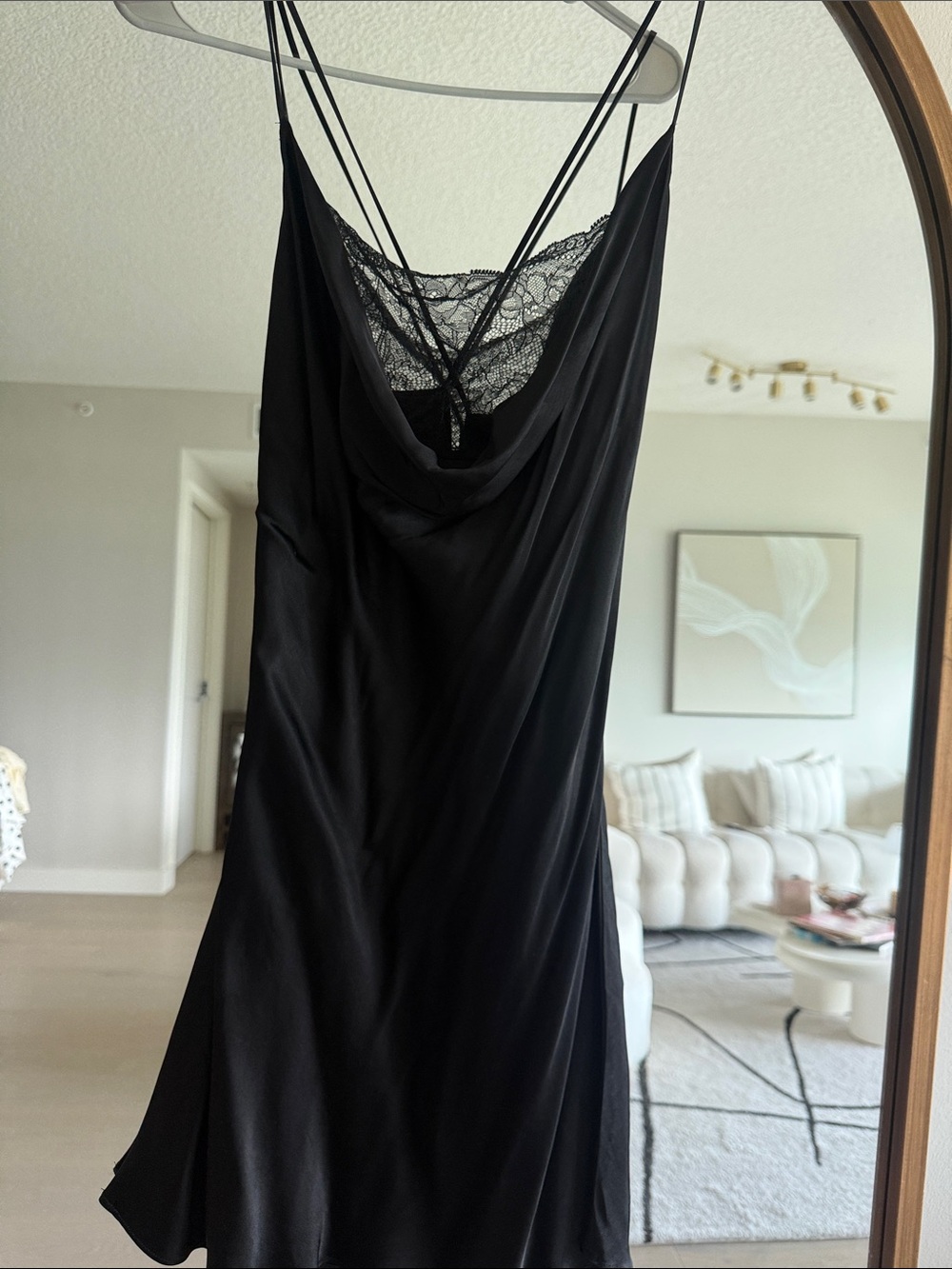 Zara Black Lace-Trim Slip Chemise